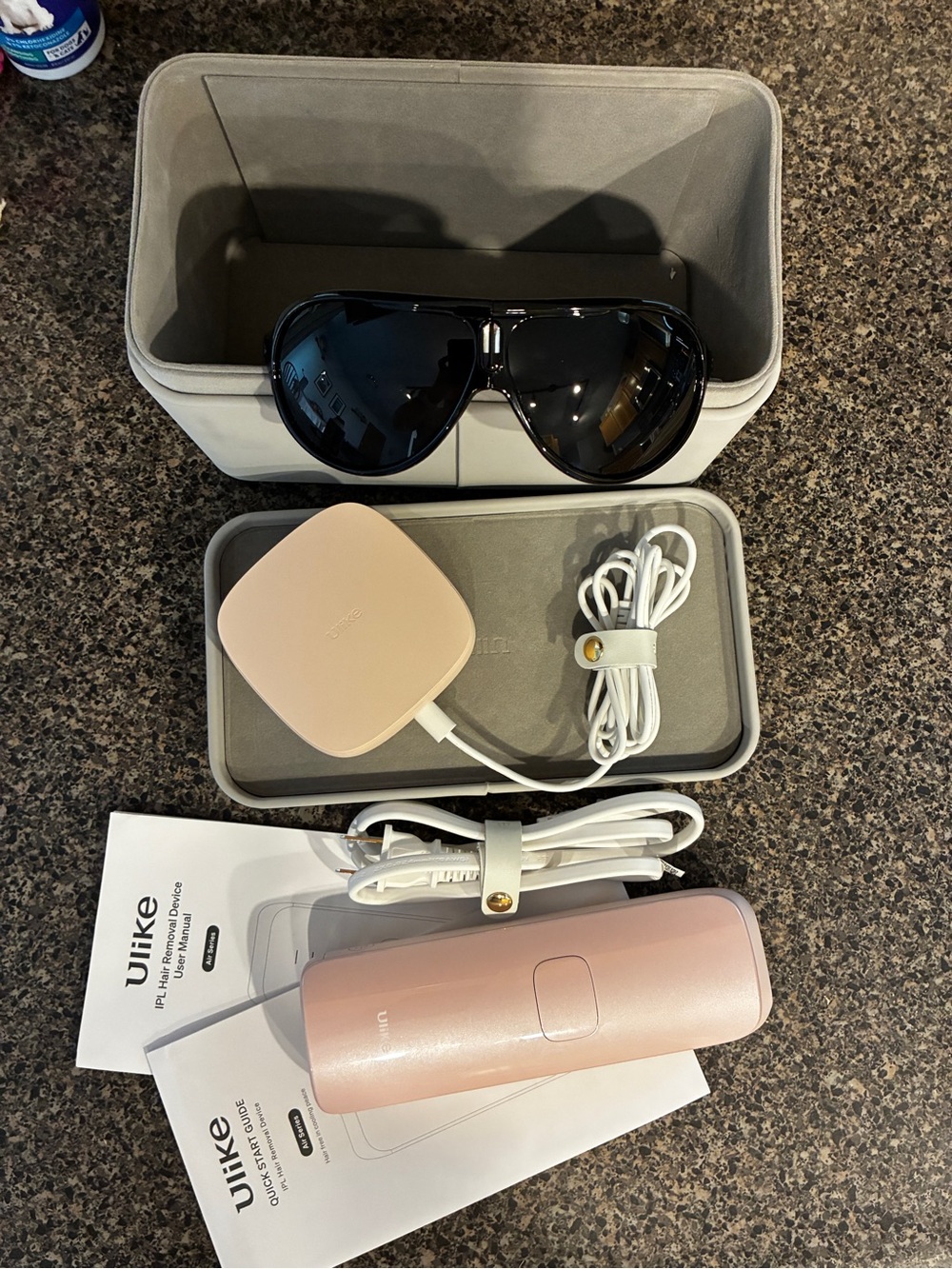 Ulike Portable IPL Hair Removal Device in Rose Gold with Charging Set